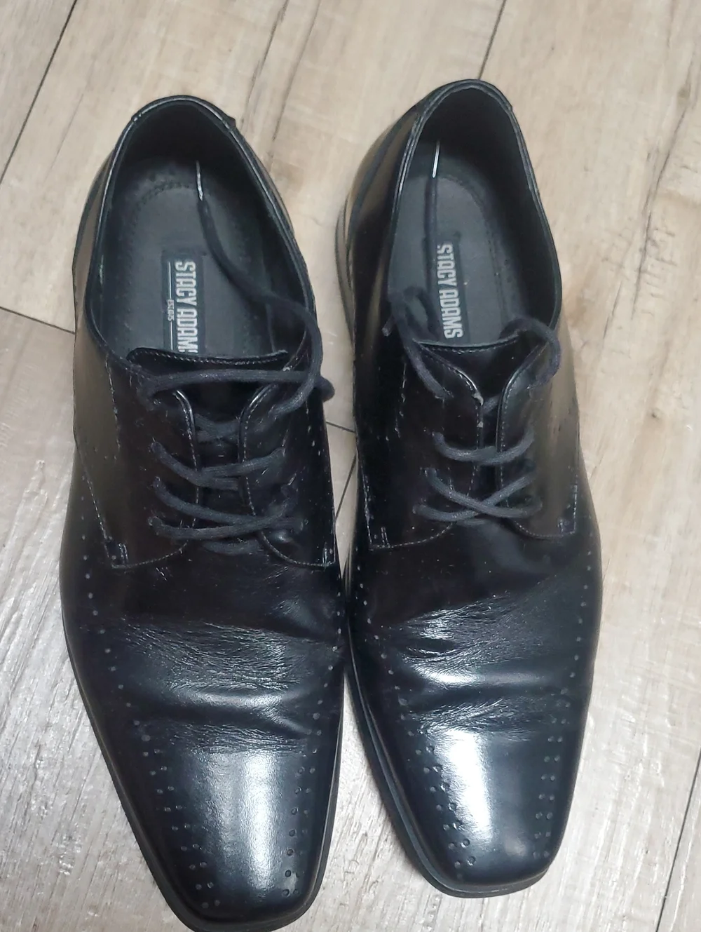 Stacy Adams Black Leather Lace-Up Dress Oxfords